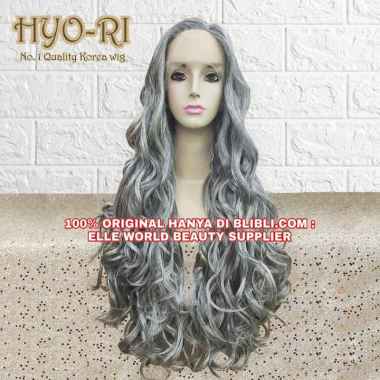 READY STOCK - HALF LACE WIG FRONT LACE WIG LACE WIG WANITA PANJANG CURLY WAVE KERITING OMBAK SILVER 