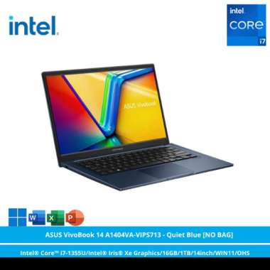 ASUS VivoBook 14 A1404VA-VIPS713 - Quiet Blue [NO BAG] [Intel® Core™ i7-1355U/Intel® Iris® Xe Graphics/16GB/1TB/14inch/WIN11/OHS]
