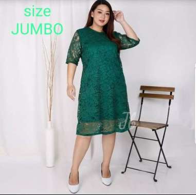 Dress Jumbo Cyntia Dress Pesta Dress Big Size Dress Xxl Dress Brokat Hijau Botol