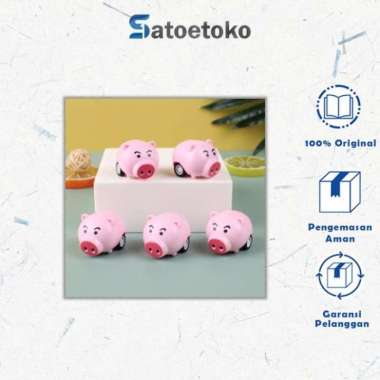 Mainan Anak Mini Pullback Runner Car Karakter Hewan - Piggy