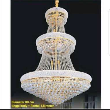 FL 10006 LAMPU GANTUNG KRISTAL 1 METER CLASSIC GOLD LAMPU VOID MEWAH