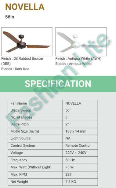 KIPAS ANGIN EDMA NOVELLA 56" / KIPAS EDMA ORI / KIPAS ANGIN EDMA