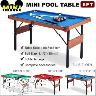 MIKI 5-ft Mini Pool Table Mainan Anak Meja Billiard Kecil MDF Hadiah Multivariasi