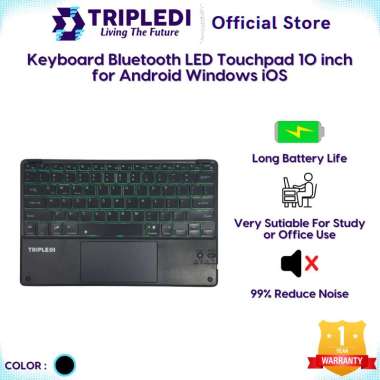 TRIPLEDI Keyboard Bluetooth Touchpad LED Backlit 10 12 Inch Rechargerable ABS Wireless For iPad Sams