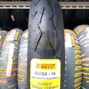 Ban PIRELLI Diablo Rosso Corsa 2 90/80-14 Ring 14 Tubeless Ban Balap dan Cornering Motor Skuter Scoo