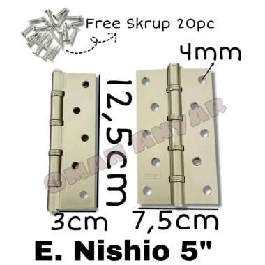 Engsel Pintu Jendela 4" 4 inch SN Satin Nickel merk Nishio Nishio 5"
