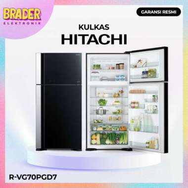 Kulkas Hitachi R-VG70PGD7 GBK 550 L Glass 2 Door RVG70PGD7