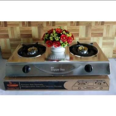 kompor gas happy fun 2 tungku stanles / teflon