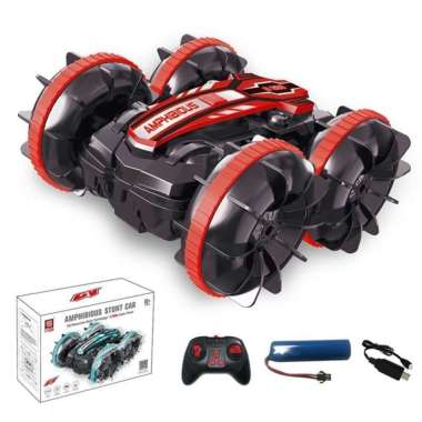 MAINAN MOBIL REMOTE CONTROL RC CAR AMFIBI WATERPROOF 4WD OFFROAD Merah