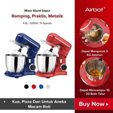 Mixer Meja Airbot KSM100 4.8L 1300W Stainless Steel Merah