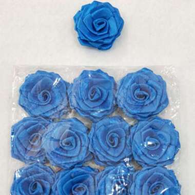 Bunga Mawar Satin Lipat PER LUSIN Biru