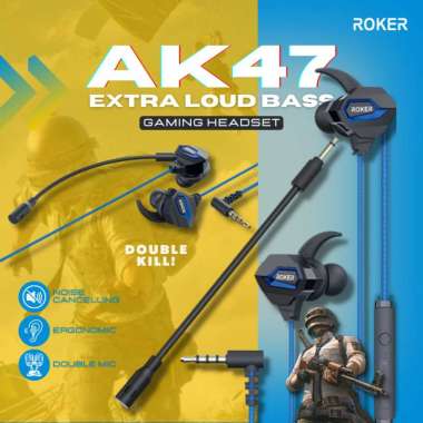 HEADSET - EARPHONE GAMING ROKER AK47 EXTRA LOUD BASS