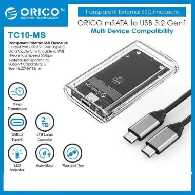ORICO mSATA to USB 3.2 Gen1 Transparent External SSD Enclosure - TC10-MS