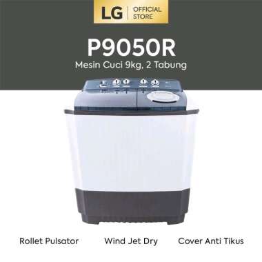 LG Mesin Cuci 2 Tabun 9 Kg Roller Jet Pulsator 3 Program Pencucian Wind Jet Dry P9050R