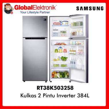 SAMSUNG KULKAS 2 PINTU RT38K5032S8 LEMARI ES 2 Pintu Twin Cooling 384 Liter SILVER [SEMARANG]