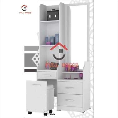 Meja rias meja makeup dengan kaca dan kursi putih murah