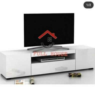 Bufet tv meja tv rak tv uk 160 white glossy bagus prodesign