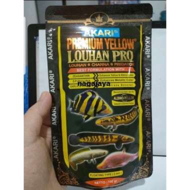 Pelet akari premium yellow louhan pro 2 mm 100 gr pelet ikan predator pelet ikan lohan