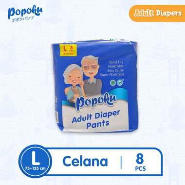 Popoku Adult Diapers Pant L8 (75-135cm) Isi 8 Pcs - Popok Dewasa Manula Lansia Orang Tua Tipe Celana