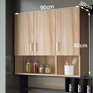 Lemari Dinding Dapur Rak Dinding Dapur Le 3Pintu+1 (kenari)