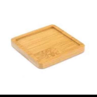 Alas Tatakan Tray Pot Vas Tanaman Kembang Segi Kotak Kayu Bambu Tebal
