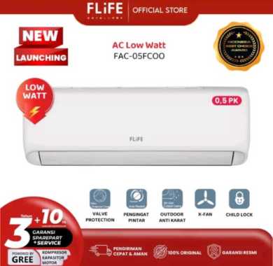 AC FLIFE BY GREE FAC-05FCOO 1/2PK 325WATT LOW WATT + PASANG DEPOK 0,5PK 05FCOO AC UNIT ONLY