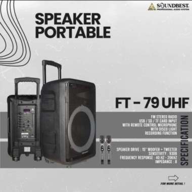 Speaker Portable KARAOKE SOUNDBEST FT 79 BLUETOOTH 12 INCH 2 MIC WIRELESS