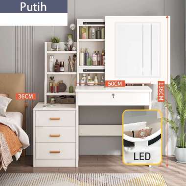 Meja Rias dengan Lampu LED80cmMeja Rias Kaca bisa Meja（Lampu）