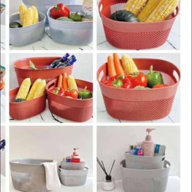 Box Oval Storage Rak Keranjang Kecil Buah Sayur Makanan Snack Bumbu
