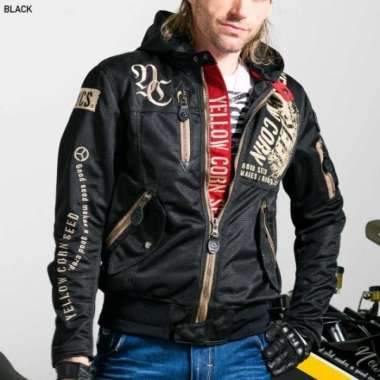 Jaket Motor - Yellow Corn SJ 4107 Black LL