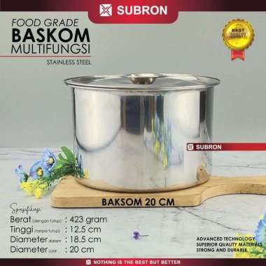 BASKOM BUMBU + TUTUP SUBRON / STAINLESS STEEL 20 cm