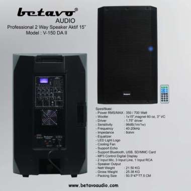 Speaker Aktif Betavo 15 Inch V 150 DA II UNTUK HARGA 1 PASANG / 2 UNIT