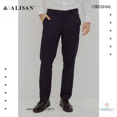ALISAN Original Celana Bahan - Celana Kerja - Formal - Celana Panjang - Slim Fit - Biru Navy - Biru 