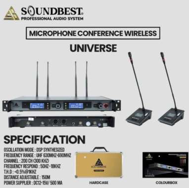 Mic Wireless Podium Soundbest Universe Original Conference 2 Mic Meja