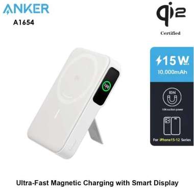 ANKER A1654 - MagGo Power Bank 10000mAh 15W with Smart Display White