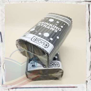 Sedotan Plastik Besar ILLONA Sedotan Bubble 100 gr - S02 Hitam Tumpul