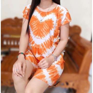 Setelan Love Pelangi Pendek 2 Warna | Babydoll Bali Orange