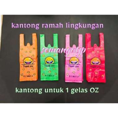 HD KANTONG plastik GELAS OZ SMILE WARNA uk 1 GELAS kresek tenteng