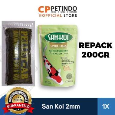 Pelet SAN KOI SPIRULINA Size S SMALL 2 MM Repack 200GR Pellet Mengapung 2mm Fish Food Floating Ikan 
