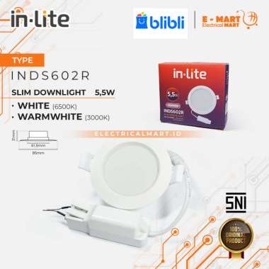 INLITE Downlight Slim Panel LED IN-LITE 5,5W 5,5 Watt BULAT INDS602R KUNING