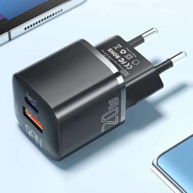 ESSAGER Kepala Charger Dual Port GaN Fast Charging PD 20W