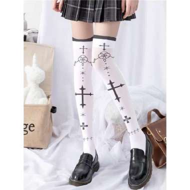 Kaos Kaki Stocking Panjang Kaos Kaki Gothic Punk Anime Knee High Socks