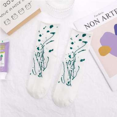 Kaos Kaki Premium Unisex Art Line Motif Kawai Sock Japan 922-31 Kuning