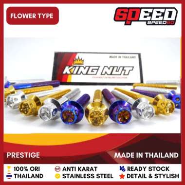 Baut Dudukan Knalpot Suzuki Skywave Baut Probolt Thailand Stainless King Nut Flower Gold