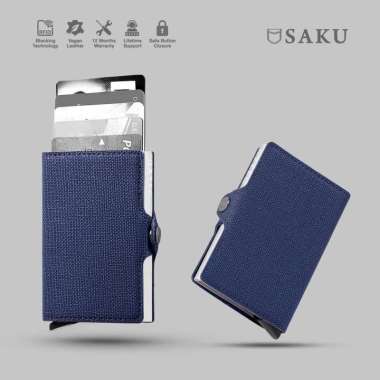 Saku - Dompet Kartu Pria Wanita Anti Rfid Card Holder Mini Smart Wallet Textured Navy Single