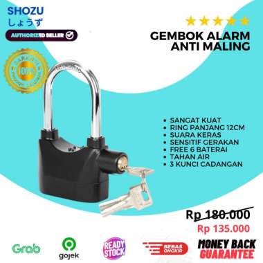 Gembok Alarm Anti Maling Panjang FREE 6 Baterai ORIGINAL Kunci Gembok Alarm Motor Universal Pengaman