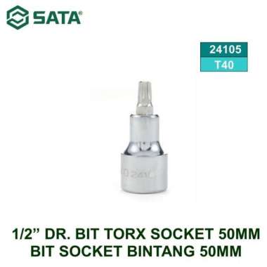 Mata Sok Bit Bintang 24105 1/2 Bit Torx T40 Socket 50 mm Sata Tools
