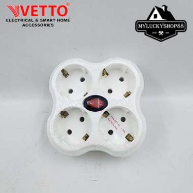 Vetto Stop Kontak 4 In 1 Steker Multi Fungsi 4 Lubang Switch Colokan