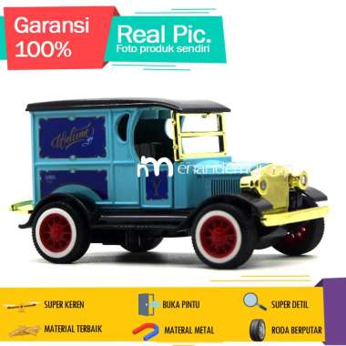 Diecast Miniatur Mainan Mobil Klasik Woderland Metal Buka Pintu Pick Up