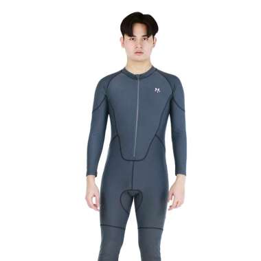 Lasona Men Swimwear Baju Renang Diving Panjang Pria Tangan Panjang MTRP-C3337-L4 M DGrey Black